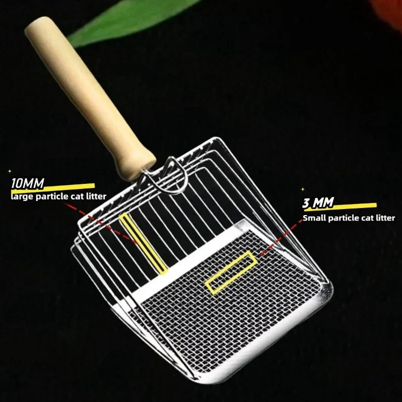 Pá com peneira para limpar caixa de areia aço inoxidável, leve e de fácil uso