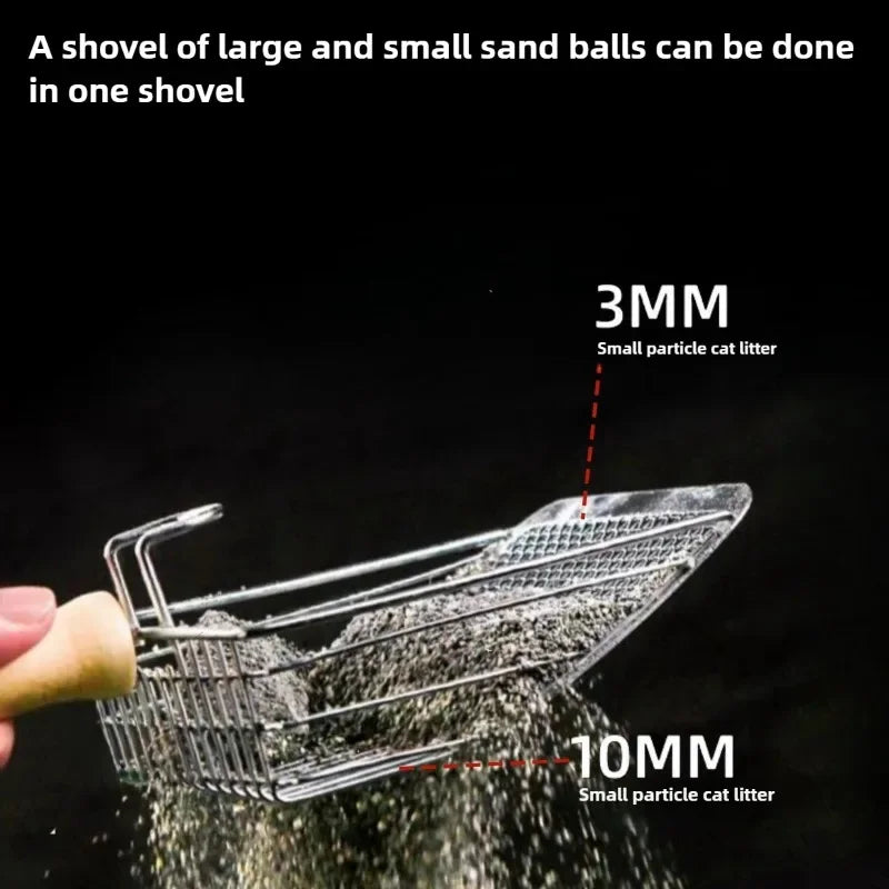 Pá com peneira para limpar caixa de areia aço inoxidável, leve e de fácil uso