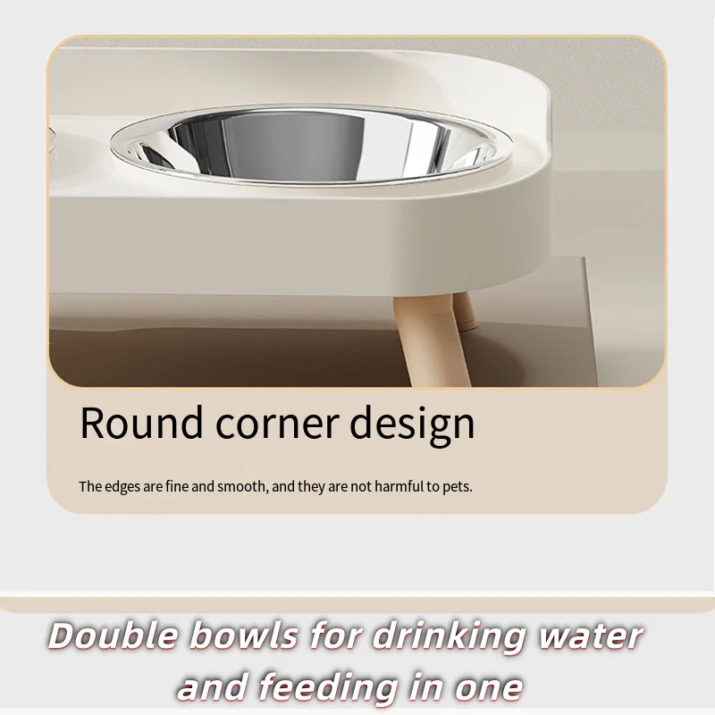 Tigela dupla água e comida para cães e gatos aço inox com base elevada