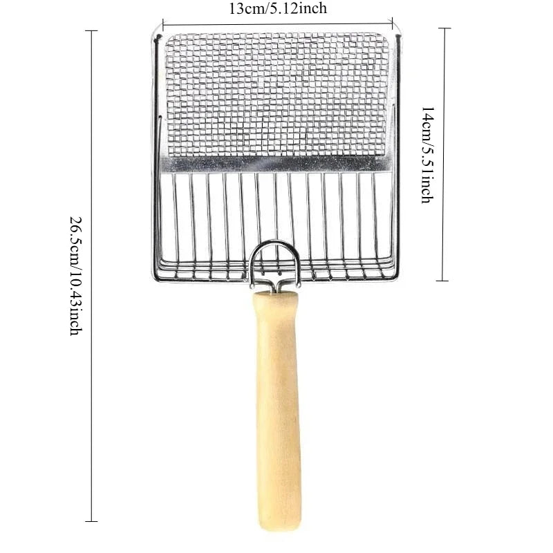 Pá com peneira para limpar caixa de areia aço inoxidável, leve e de fácil uso