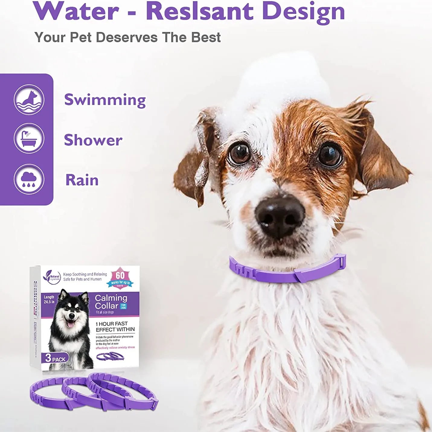 Coleira que aclama cães e gatos ajustável redução de feromônio