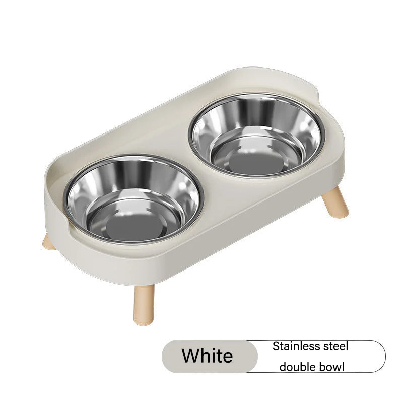 Tigela dupla água e comida para cães e gatos aço inox com base elevada