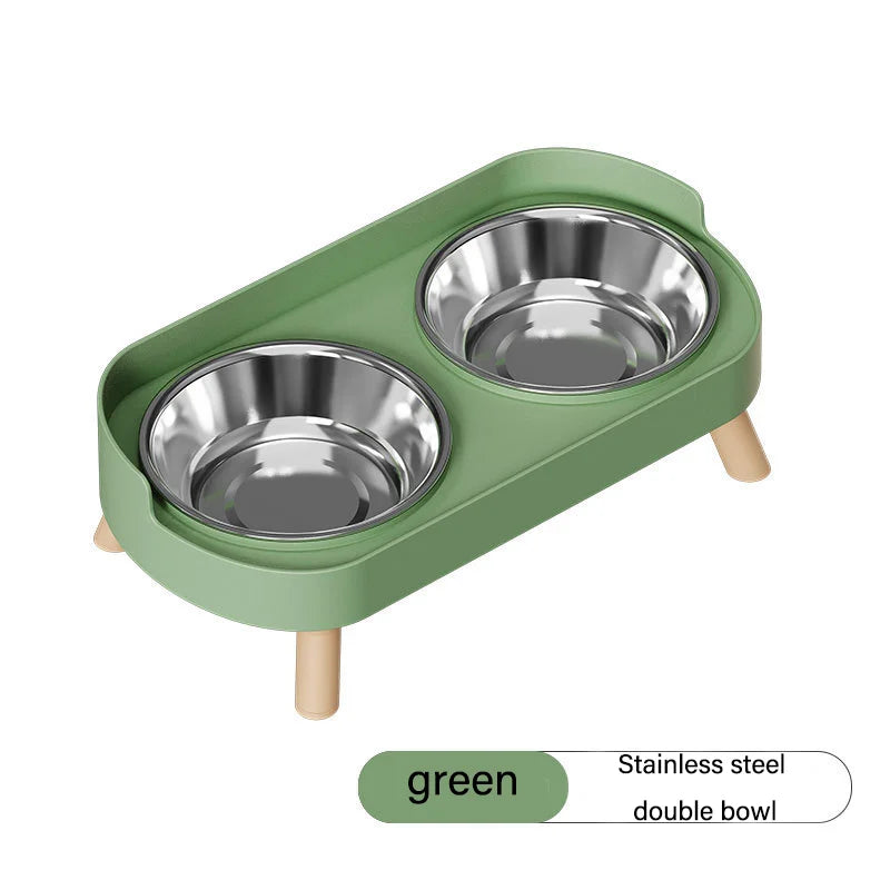 Tigela dupla água e comida para cães e gatos aço inox com base elevada