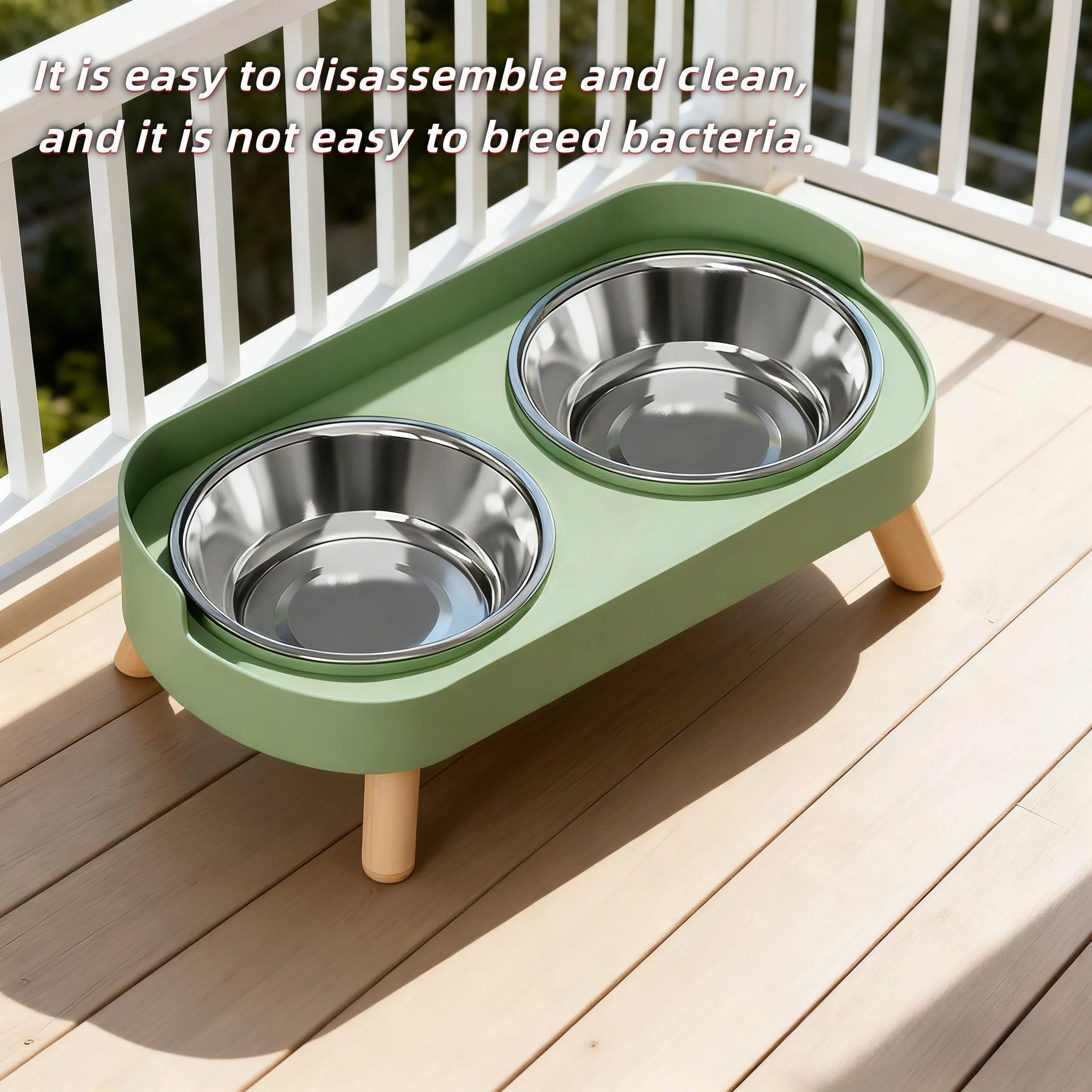 Tigela dupla água e comida para cães e gatos aço inox com base elevada