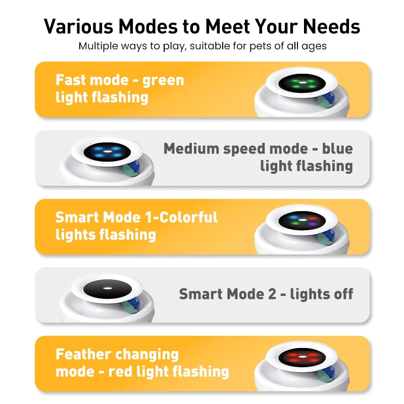 ROJECO 2 em 1 Brinquedo inteligente parra gatos com corda e bola funções automáticas com 5 modos